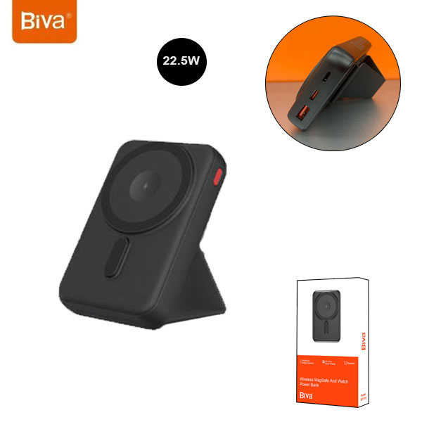 پاوربانک وایرلس 10000 مگ سیف بیوا Biva BP-015 توان 22.5 وات دارای قابلیت شارژ اپل واچ پاوربانک وایرلس 10000 مگ سیف بیوا Biva BP-015 توان 22.5 وات دارای قابلیت شارژ اپل واچ