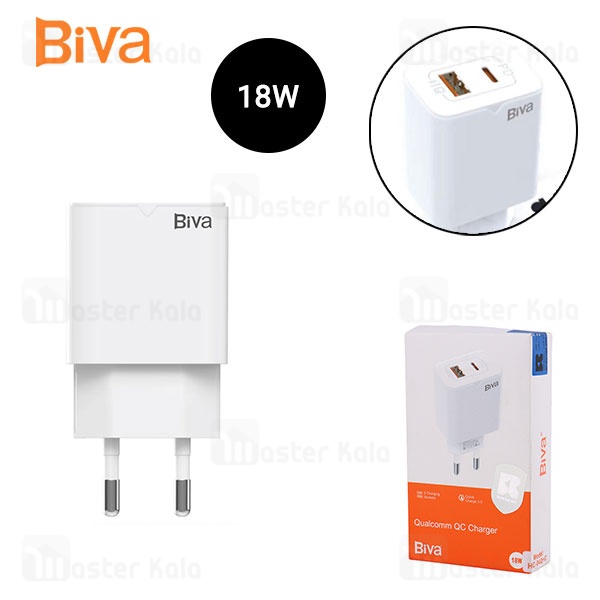 شارژر دیواری بیوا Biva HC-04Q+C توان 18 وات شارژر دیواری بیوا Biva HC-04Q+C توان 18 وات