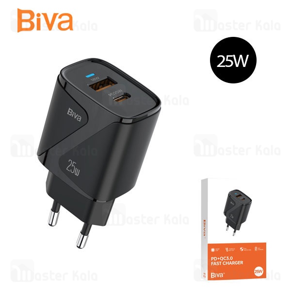 شارژر دیواری بیوا Biva HC-38 PD QC3.0 Fast Charger توان 25 وات شارژر دیواری بیوا Biva HC-38 PD QC3.0 Fast Charger توان 25 وات